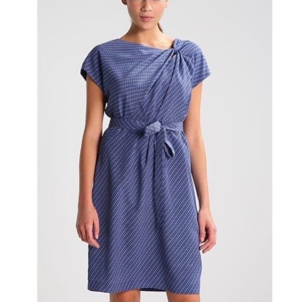 Banana Republic Blue Geometric Tile Belted Shift Dress | Size Small